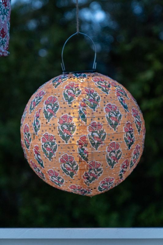Solcelle Lanterne Blomster Gul 30cm