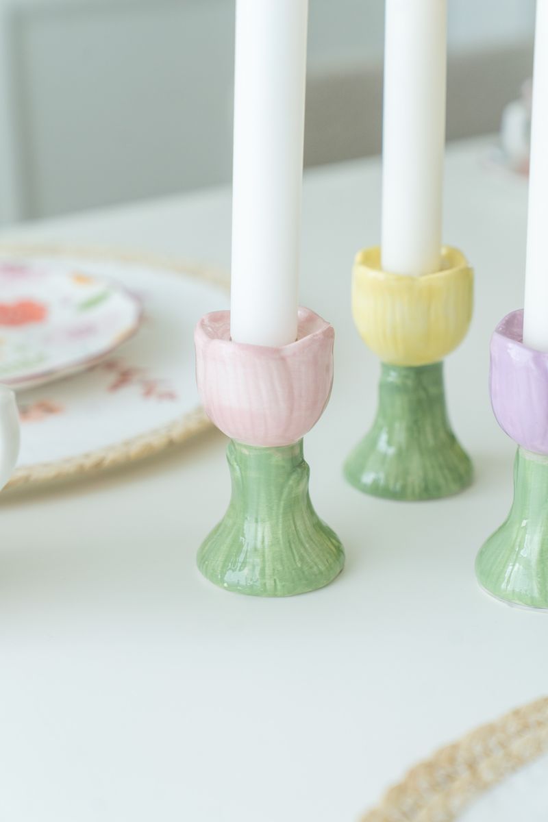 Tulipan - Lysestake 9cm Rosa