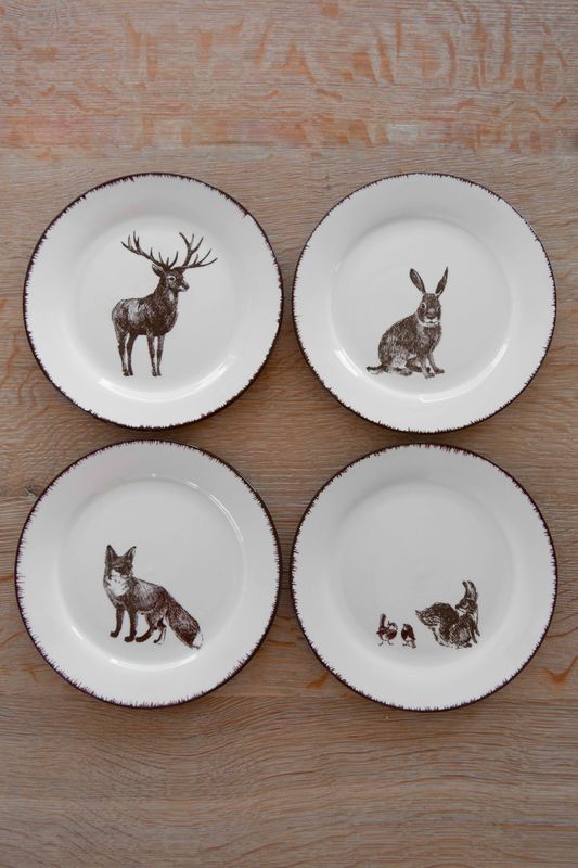 Villmark 4pk Sett Tallerken 19cm (Hare, Ekorn, Rev, Hjort)
