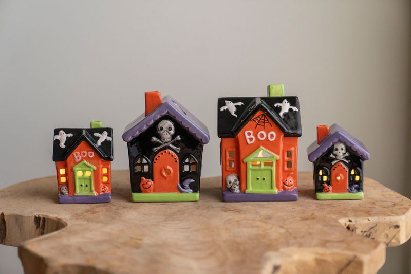 LED Halloween Hus 15cm - Skalle