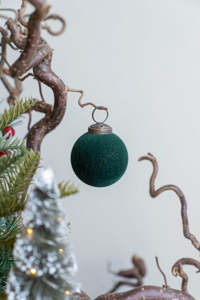 Hovedbilde Julekule 5cm glass/velour - Grønn