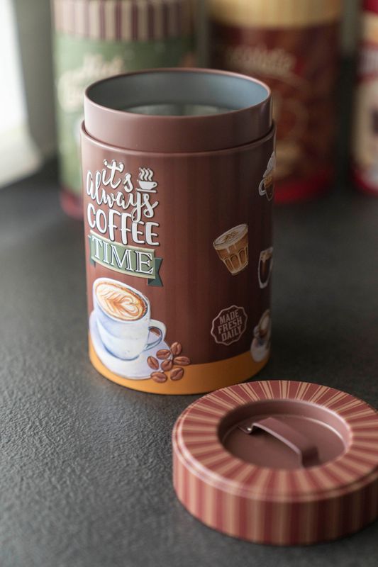Retro Oppbevaringsboks – Ø10×H16 cm – Coffe Time