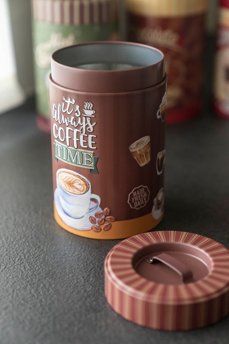Retro Oppbevaringsboks – Ø10×H16 cm – Coffe Time