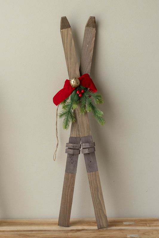 Veggdekor Ski 80cm - Brun