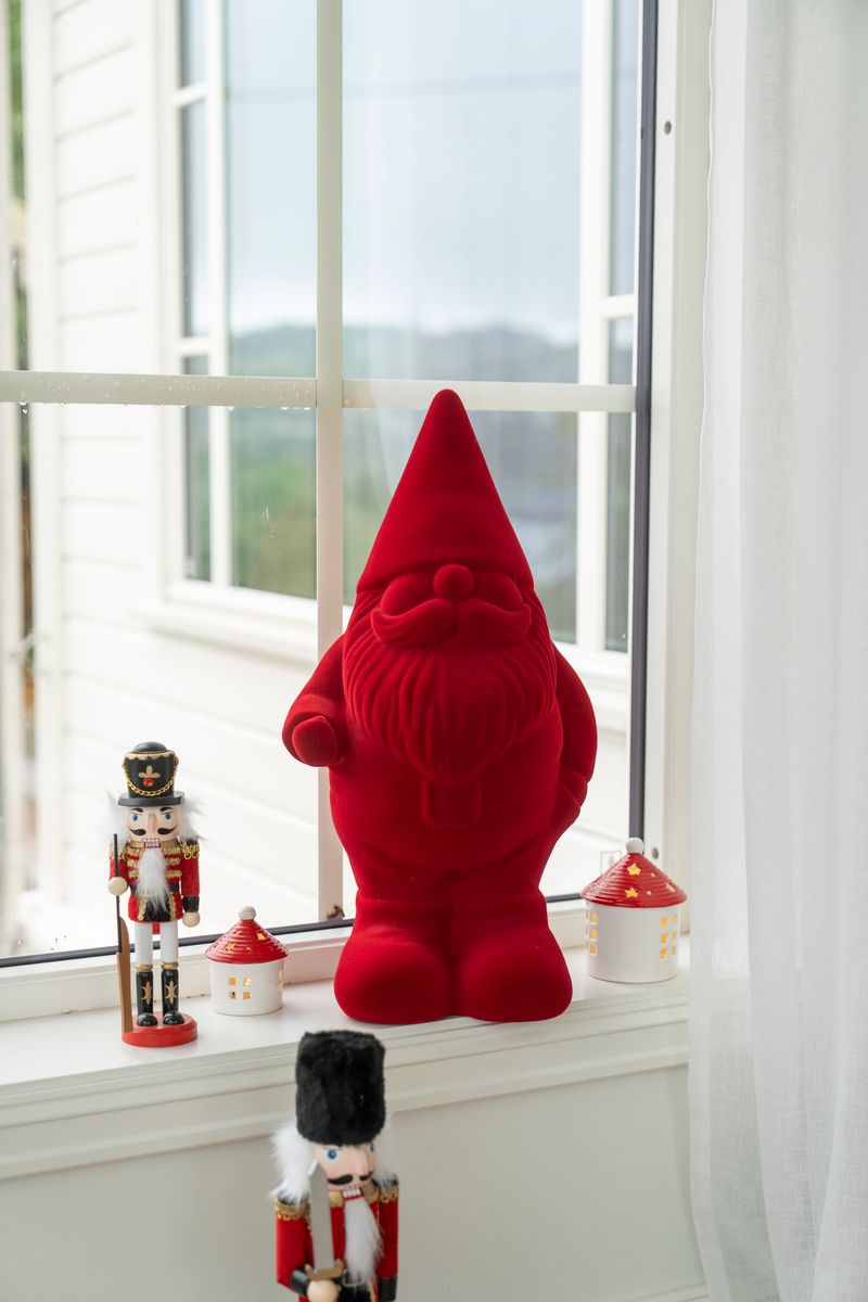 Velour Nisse 56cm Rød