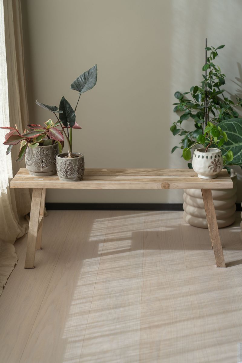 Benk i teak – 100×25×42 cm