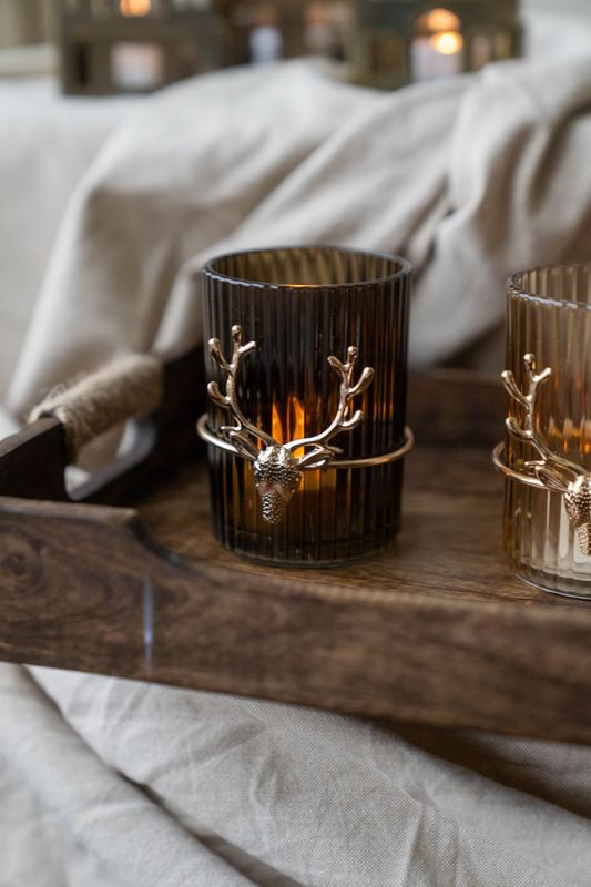 Telysholder Reinsdyr 9cm - Mørk