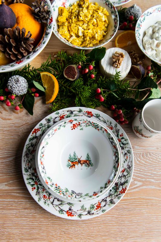 Juletid Skål 18cm Rådyrfamilie