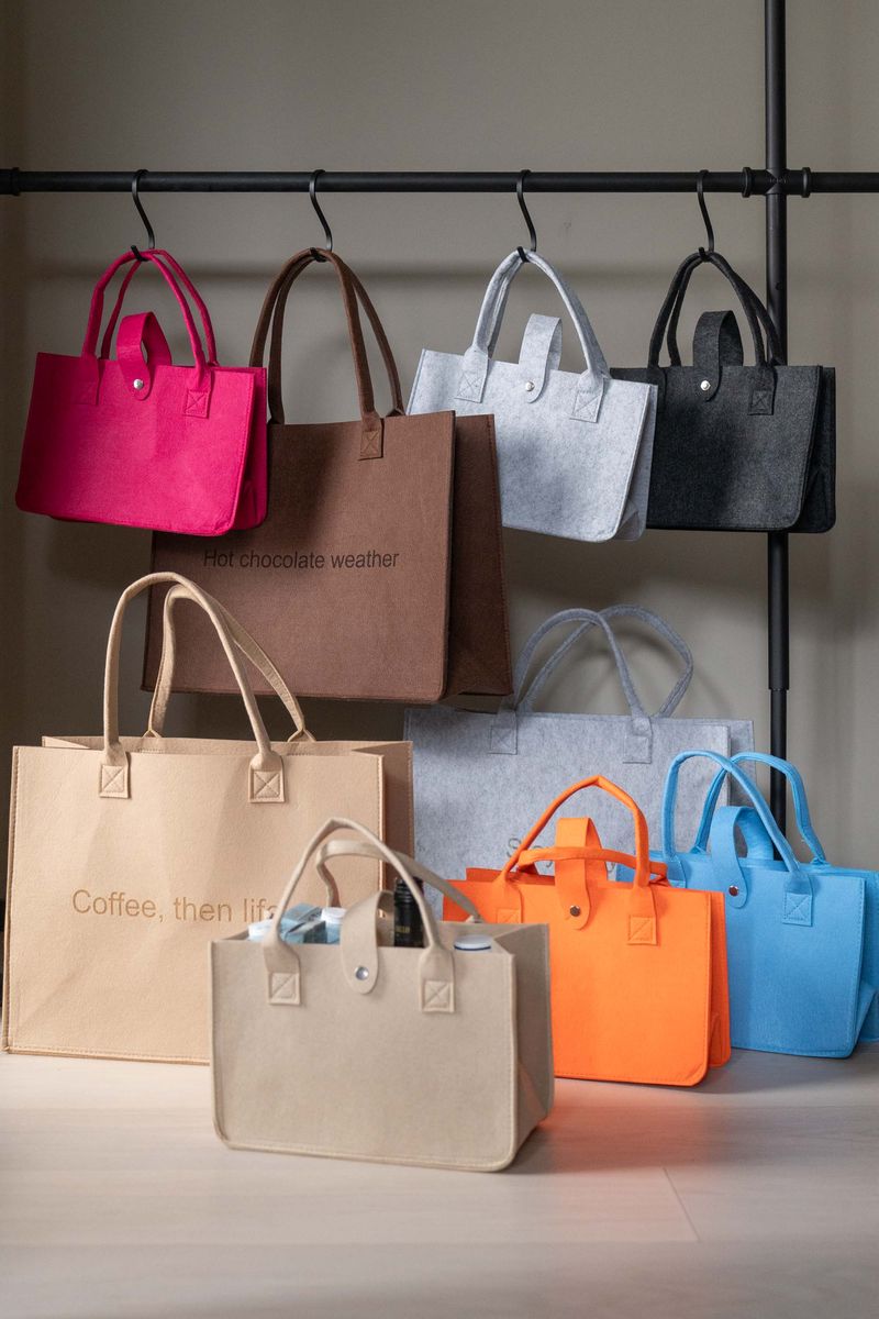 Mini tote bag i filt – 30×17×20 cm – Blå