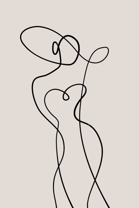 Hovedbilde Poster - Lineart Kvinne Hatt