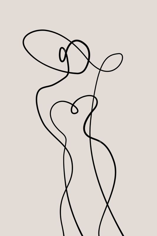 Poster - Lineart Kvinne Hatt