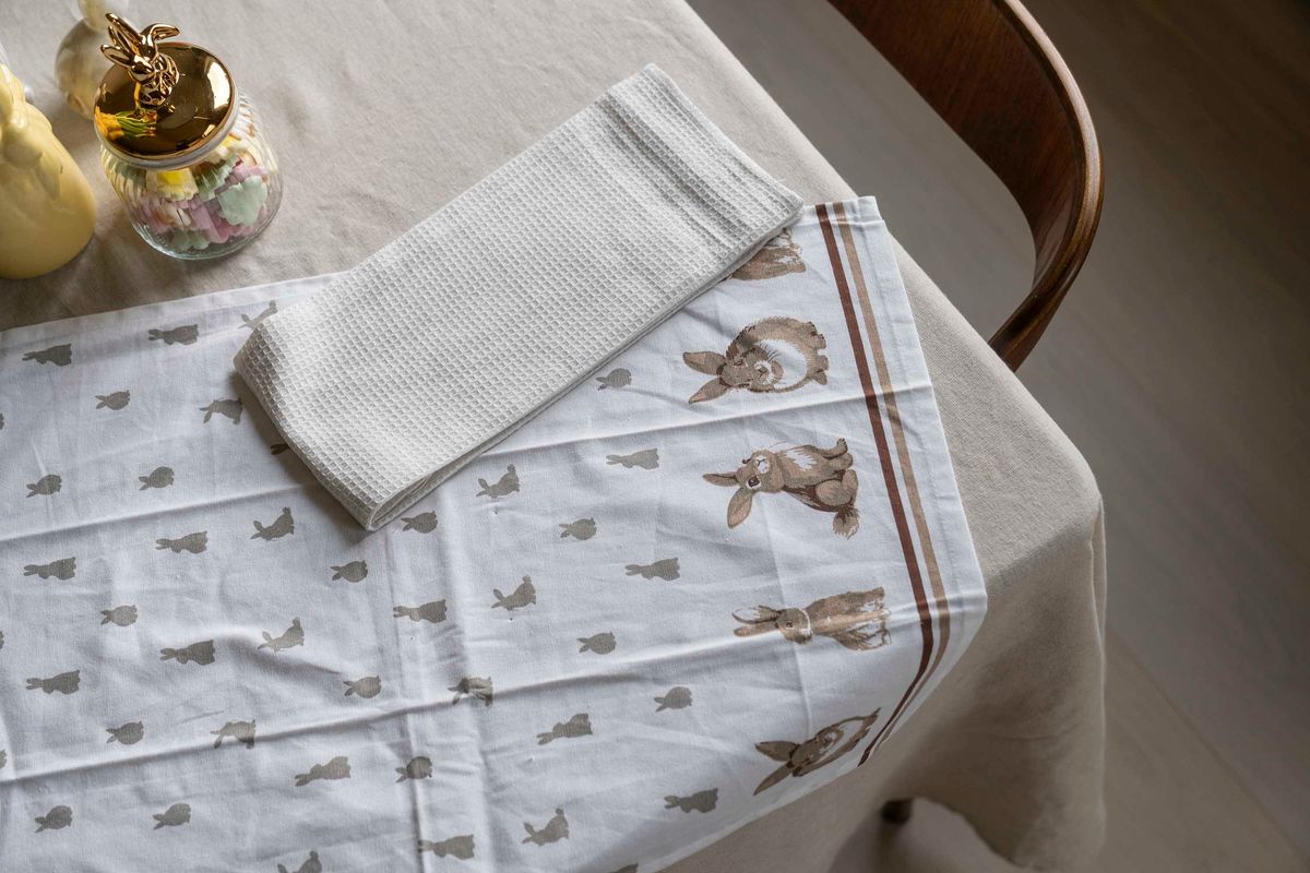 Kjøkkenhåndklær i bomull – sett med 2 – Kanin