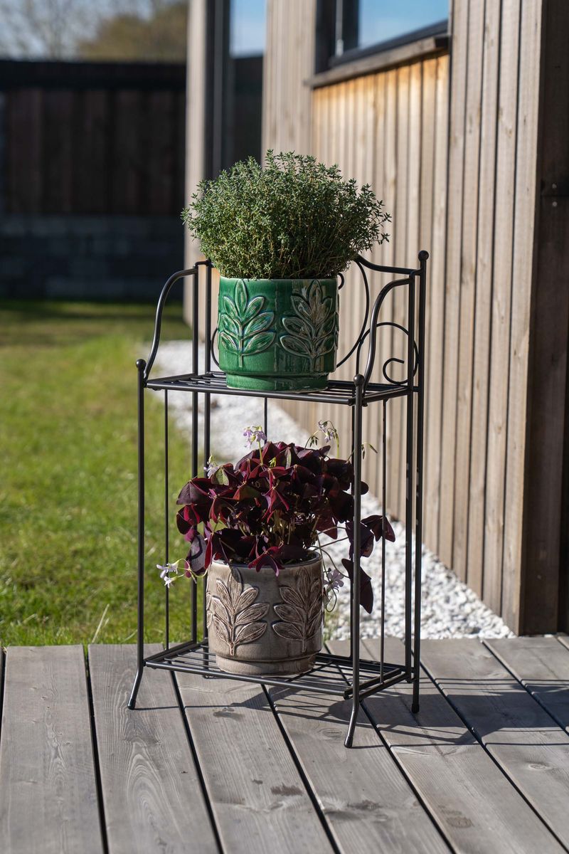 Blomsterstativ – 34×18×H65 cm – svart