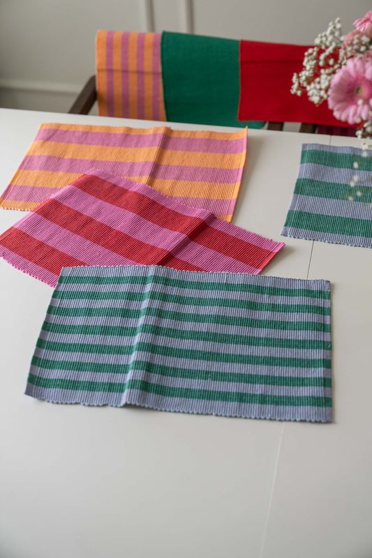 Bordbrikke i bomull – 45x30 cm – Rosa/Oransje Bred