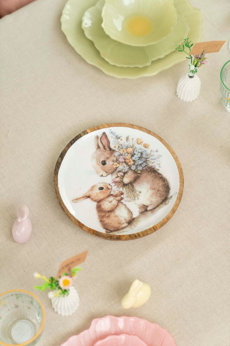 Vårsprett serveringsbrett – Ø22×H2,5 cm Familie