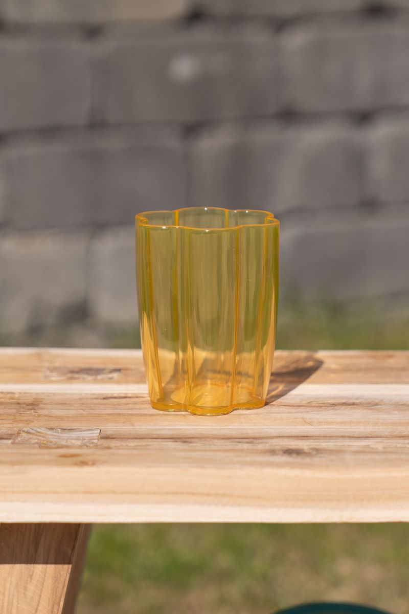Blomst drikkeglass – 300 ml – gul