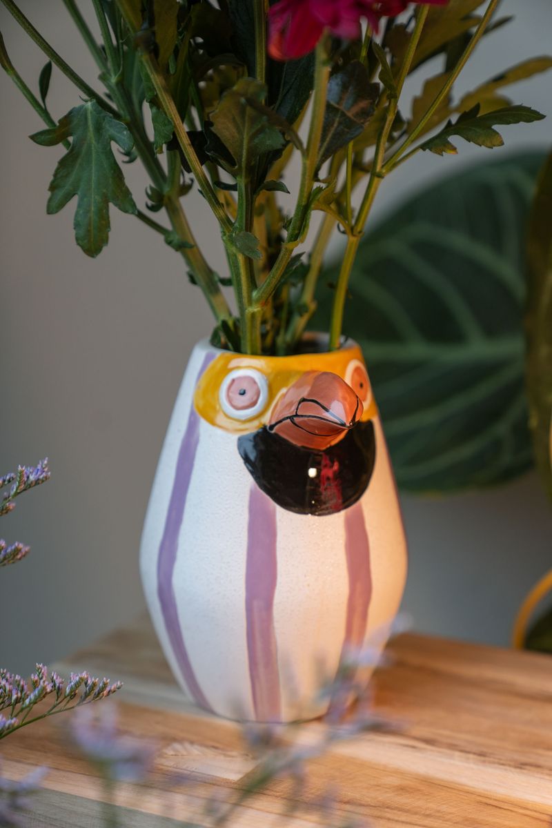 Vase Fugl 15x17cm - Lilla