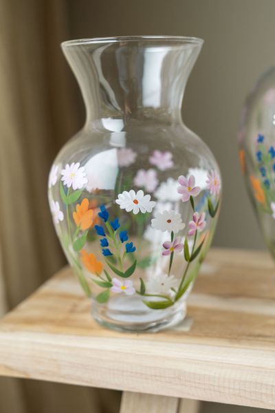Hovedbilde Glassvase med blomsterdekor – Mix 20cm