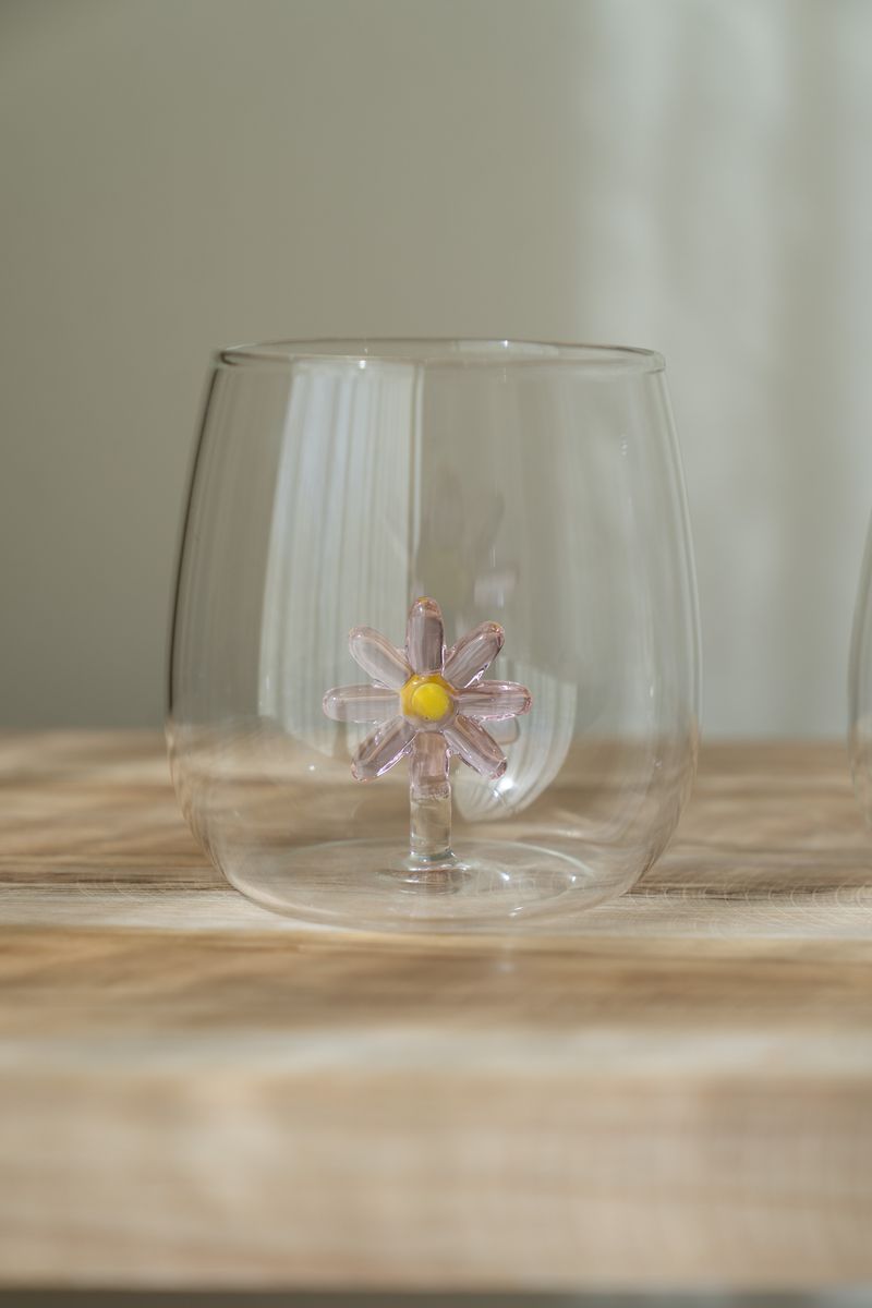 Drikkeglass – 500 ml – Rosa Markblomst