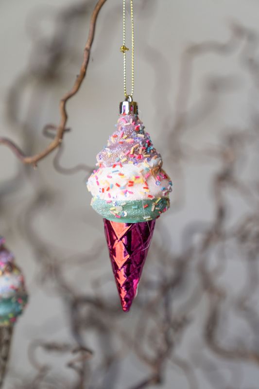 Juletrepynt Iskrem 13x5cm - Rosa