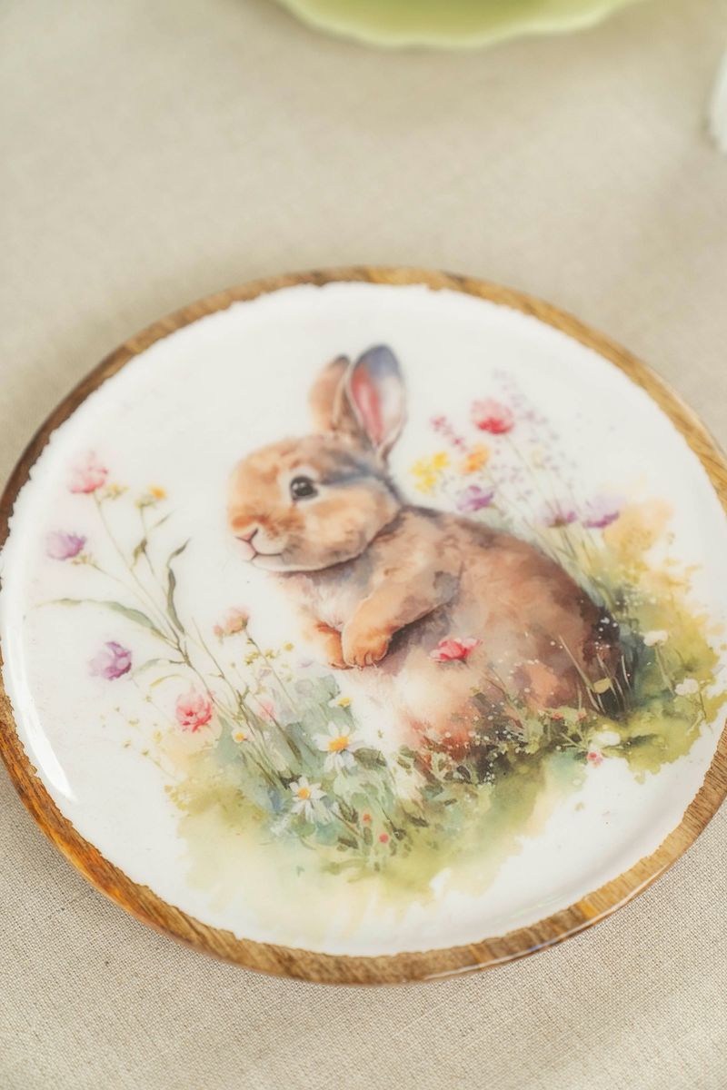 Vårsprett serveringsbrett – Ø22×H2,5 cm Kanin