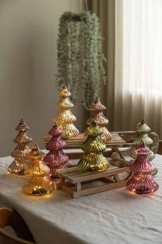 Glasstre LED 24cm - Gul