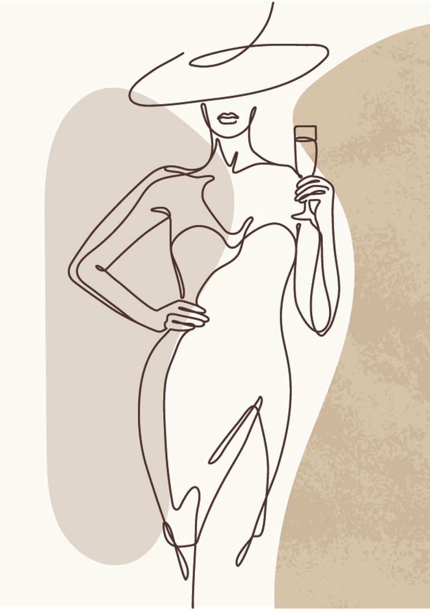 Poster - Beige Dame m/hatt 1