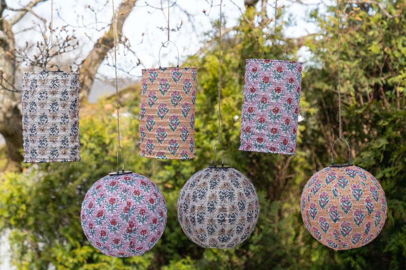 Solcelle Lanterne Blomster Gul 30cm