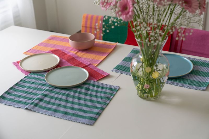 Bordbrikke i bomull – 45×30 cm – Grønn/Blå Smal