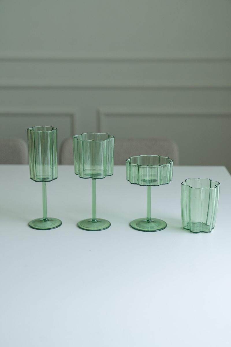 Blomst champagneglass – 200 ml – grønn