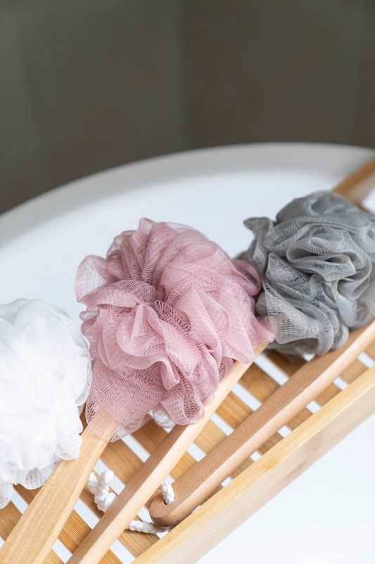 Loofah med håndtak - Rosa