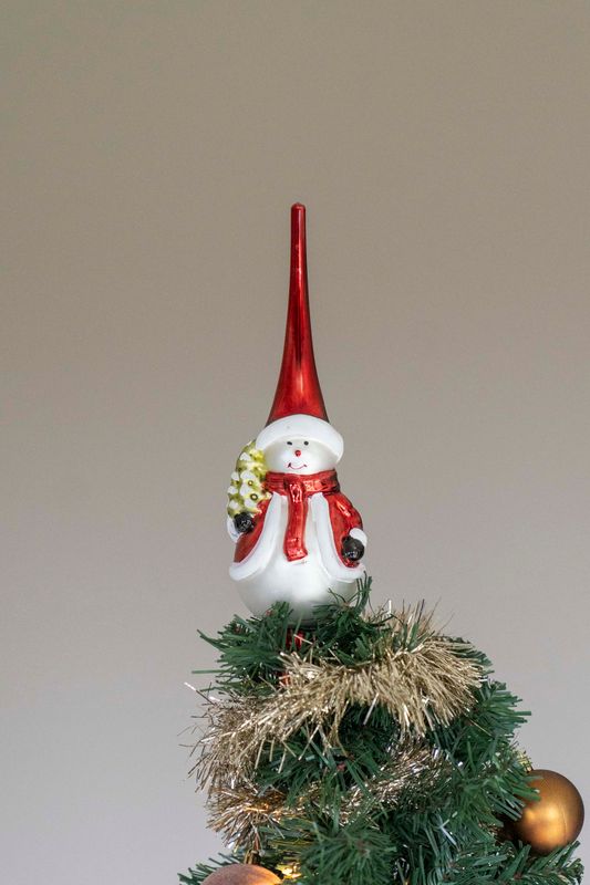 Tretopper - Rød Snømann 28cm