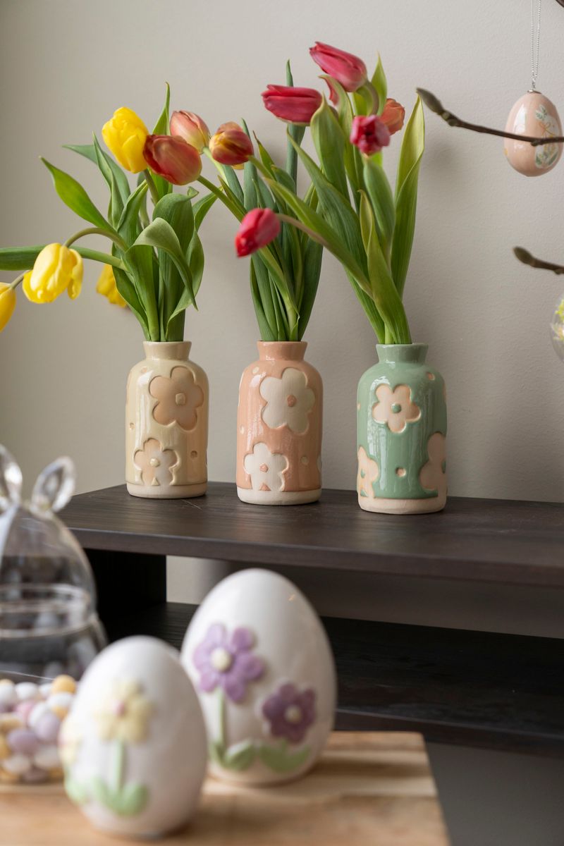 Vase blomster – 14 cm – grønn