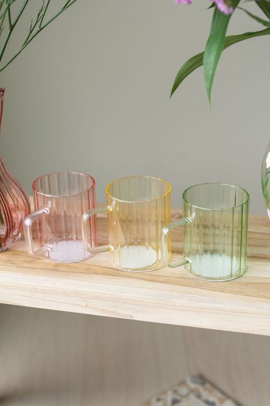 Te-glass med hank – 400 ml – Rosa