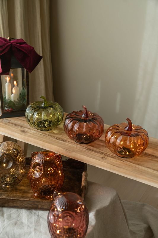 Glasgresskar LED 13cm - Oransje