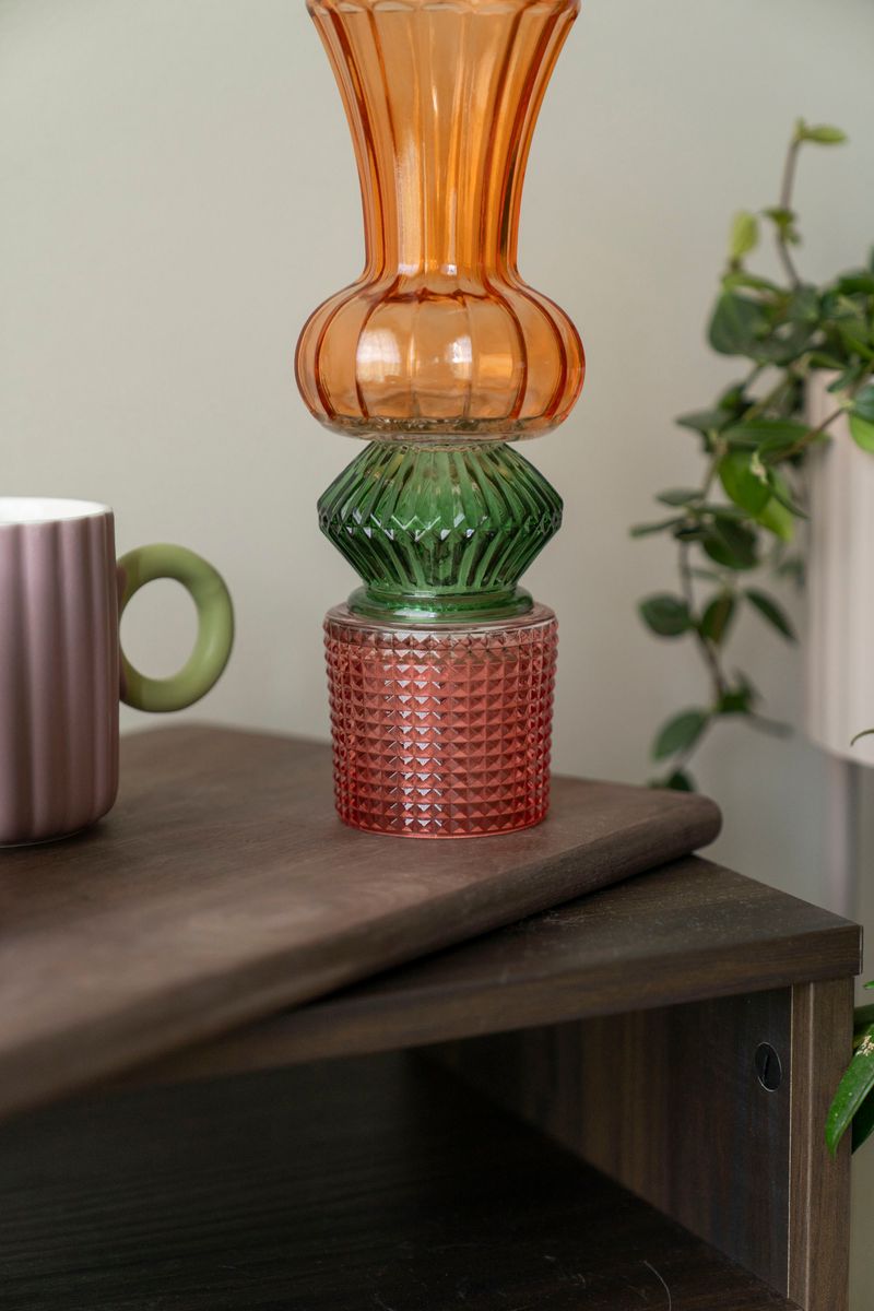 Vase 27cm - Oransje/Grønn/Rød