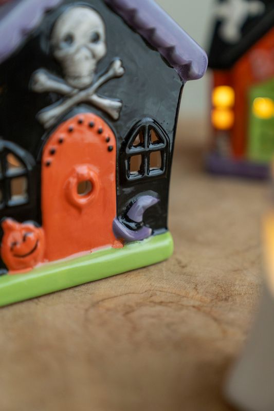 LED Halloween Hus 15cm - Skalle