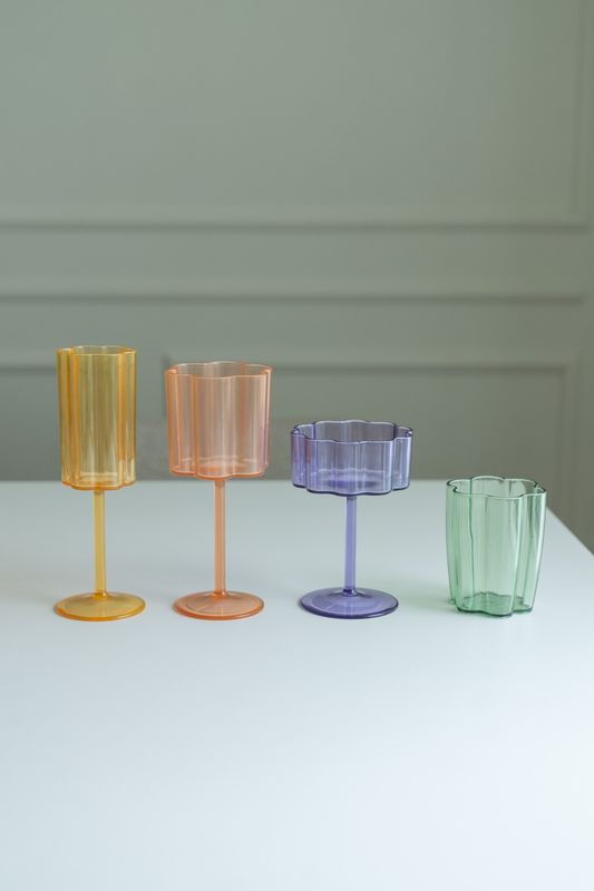 Blomst drikkeglass – 300 ml – gul