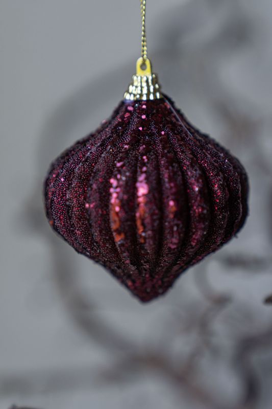 Glimmer Julekule Løk 8cm - Burgunder