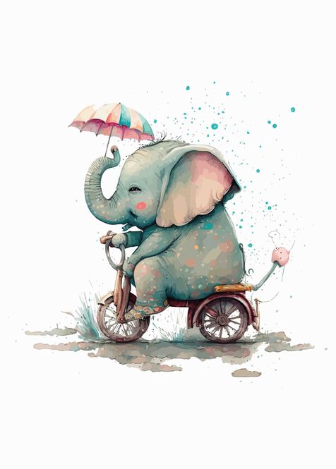 Hovedbilde Poster - Elefant på sykkel