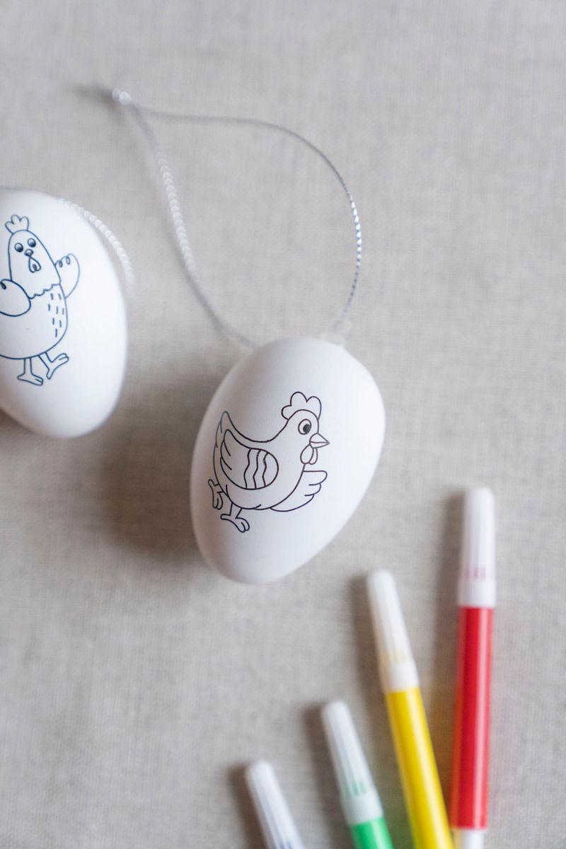 Påskeegg DIY-sett – egg og fargeblyanter - kylling
