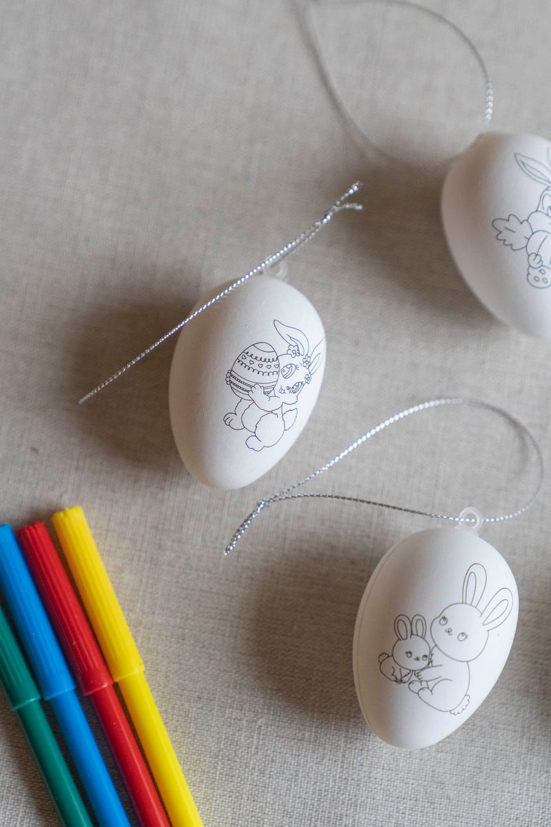 Påskeegg DIY-sett – 4 egg og fargeblyanter – Kanin