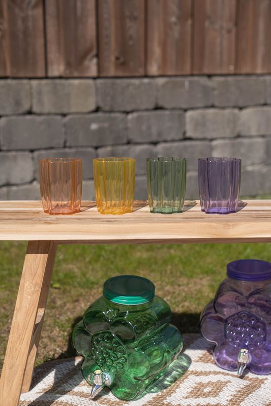 Blomst drikkeglass – 300 ml – gul