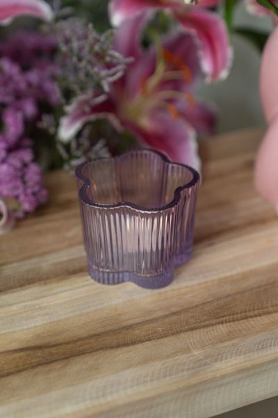Hovedbilde Telysholder glass blomst – lilla