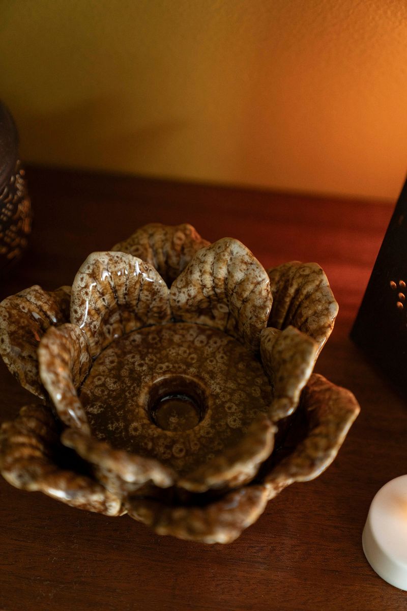 Lysholder Blomst - Brun