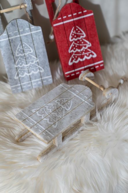 Hovedbilde Juletrepynt Kjelke 15cm - Beige