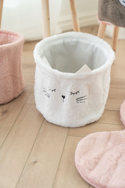 Oppbevaringskurv – Hvit Katt