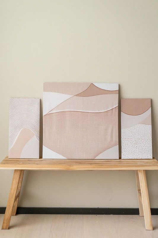 Veggpynt 3pk - Abstrakt Beige