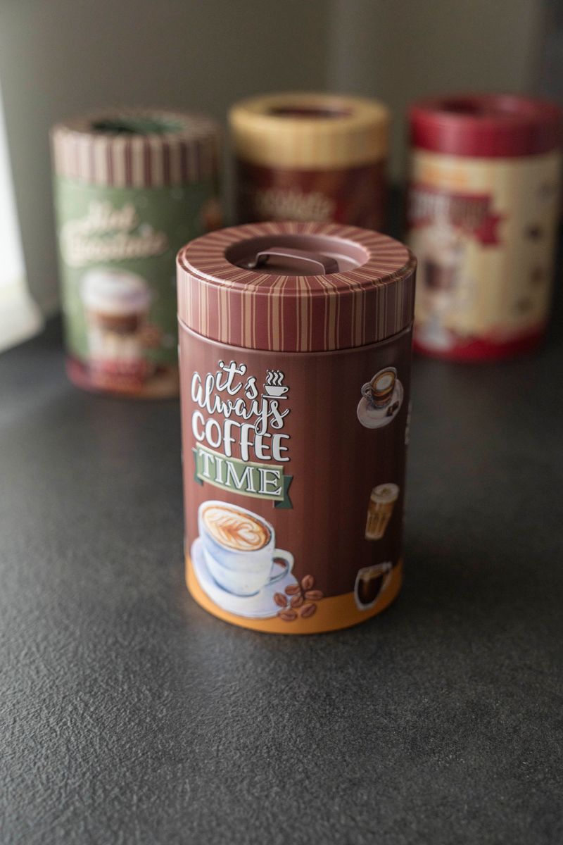 Retro Oppbevaringsboks – Ø10×H16 cm – Coffe Time