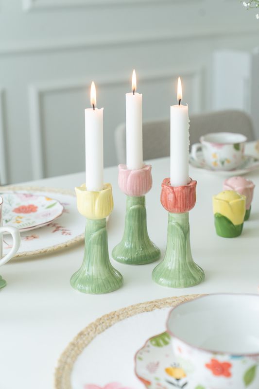 Tulipan - Lysestake 14cm Gul